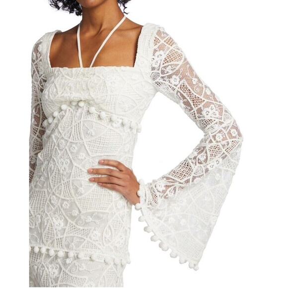 ALEXIS White Embroidered Pom Pom Lace Coachella Bride Clarra Dress Size … - Picture 7 of 16